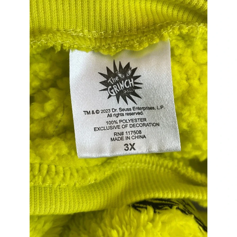Dr Seuss The Grinch Neon Green Sherpa Fleece Sweatshirt Pullover 3X